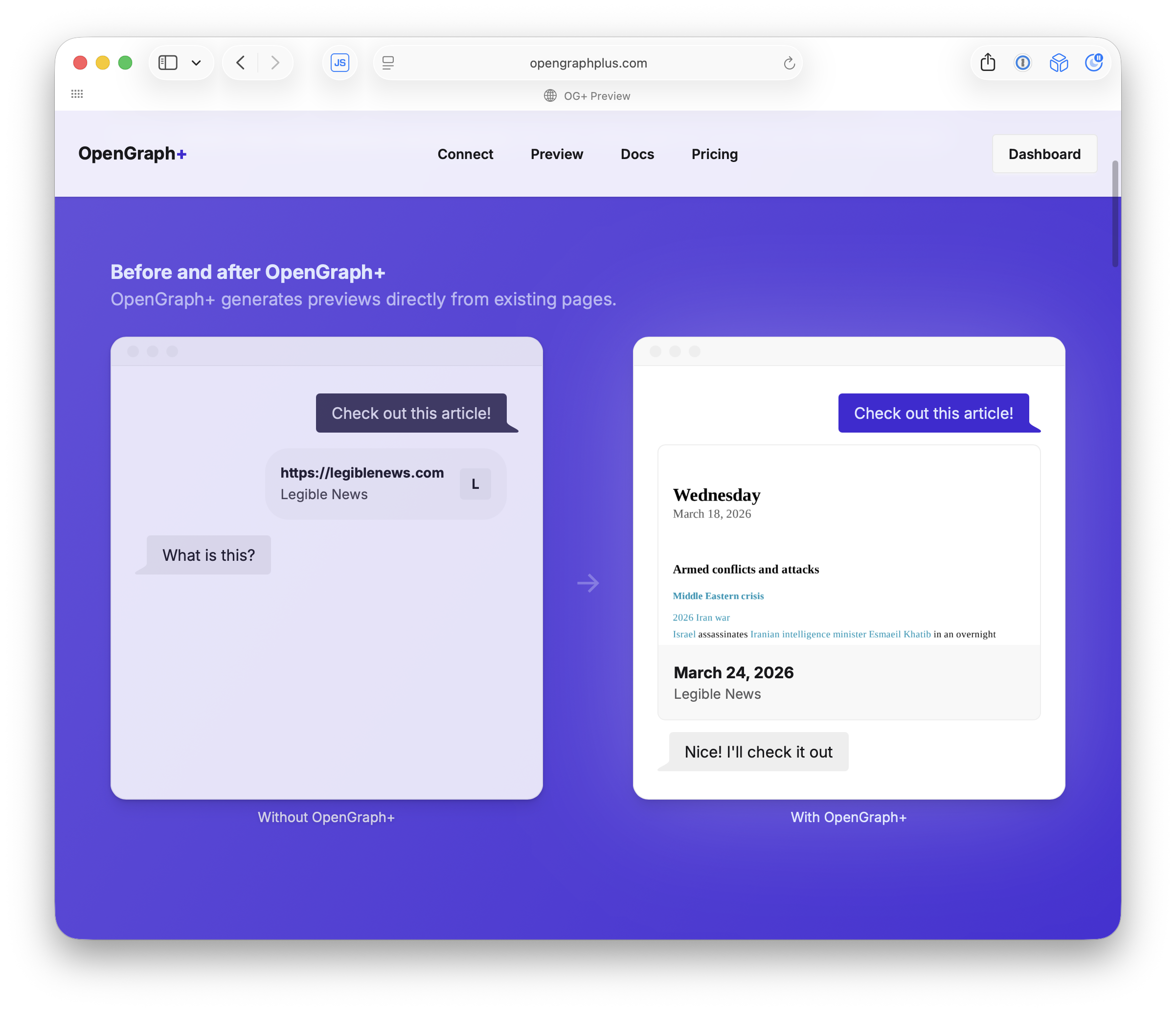 Before and after OpenGraph+
