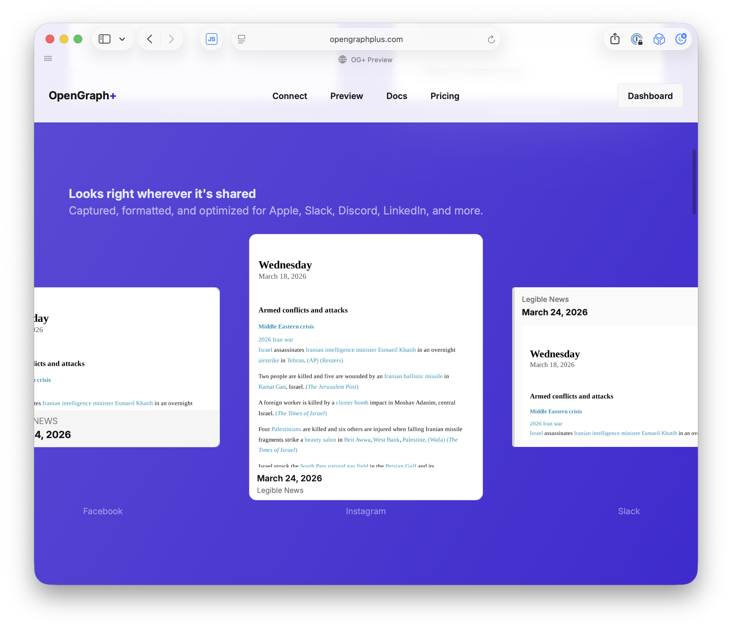 OG+ platform dimensions