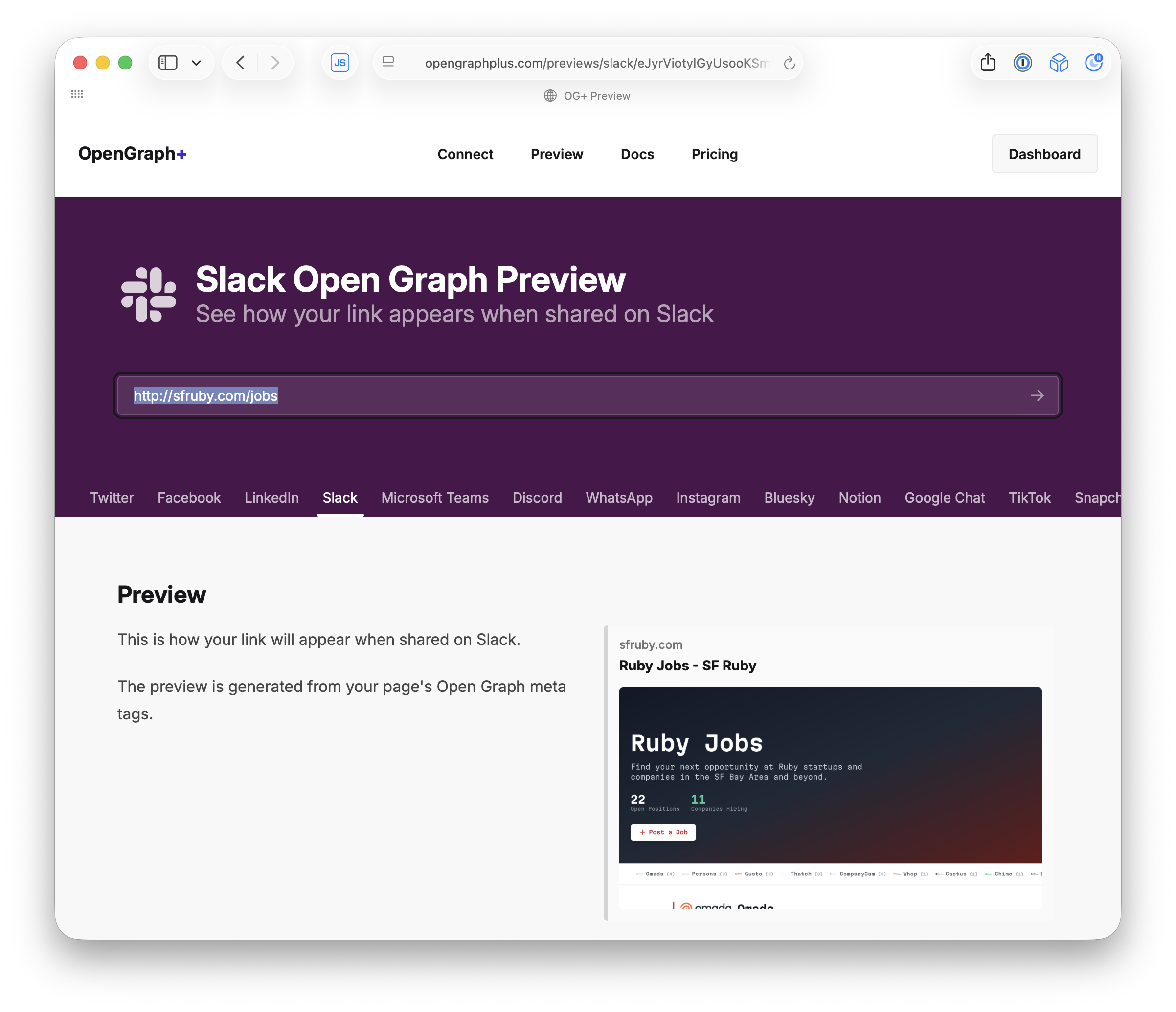 Slack preview